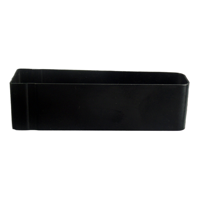 The MAGAZINE BOX 30-06 is a sleek, rectangular black plastic container with smooth edges and straight sides, elegantly displayed on a white background.