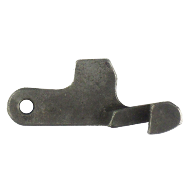 An irregularly shaped metal component featuring a hole on the left side and a flat, angled extension on the right matches the SEAR 550 STANDARD specifications, indicating its potential as a mechanical part or tool component.