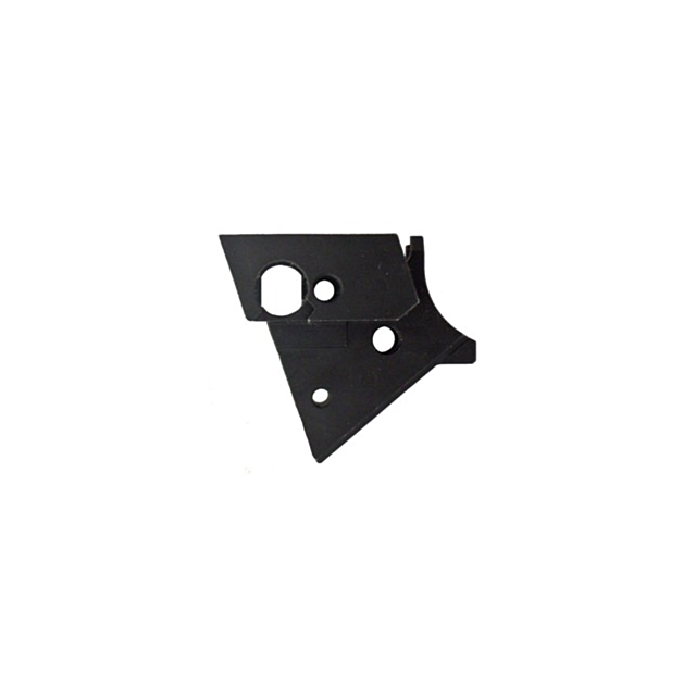 The INSERT REAR P-07 DUTY ONLY is a black geometric metal piece featuring various cutouts and holes, designed for versatility in rear mounting within heavy-duty applications.