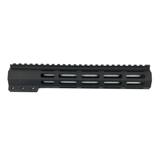 The CZ 600 Trail forend assy is a black metal handguard for firearms, featuring elongated ventilation slots and a flat, ribbed top section for mounting.