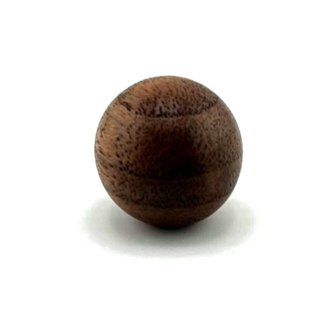 The Bolt knob CZ 600 Lux Wood is a smooth, round wooden ball with natural brown grain patterns set against a white background.