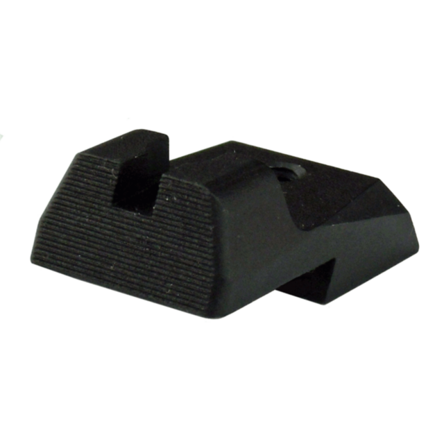 The DW 1911 Rear Sight Tactical Serrated is a black metal rear sight designed for the DW 1911 firearm, featuring a notched groove for precision aiming. Its tactical serrated surface enhances grip, and it includes a small hole near the center for convenien