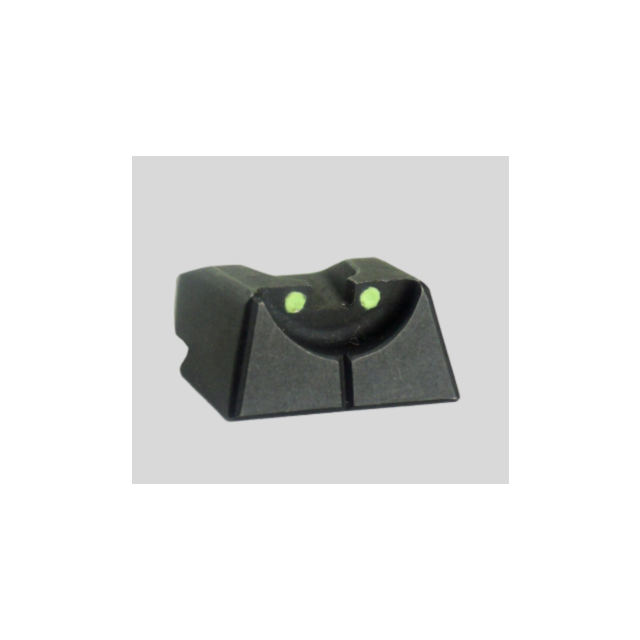 A CZUB REAR SIGHT PCR #2 in black, designed with two green dots on a gray background for precise targeting.
