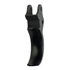 A shiny black metal object, curved in shape with two notches at the top, appears to be the TRIGGER P-01/PCR/SP-01/RAMI. The design suggests a mechanical component with trigger-like features, equipped with a hole on each notch for potential mounting or att